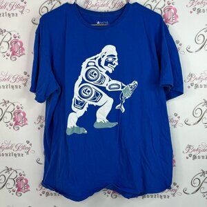 Native northwest tee tshirt fishing fish Blue Graphic Tee with White Design